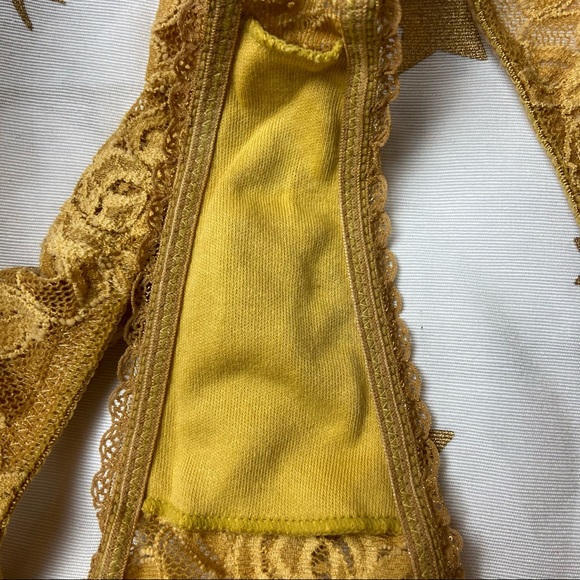 NWOT Mustard Lace Lavit Anthropologie Thong Medium - Picture 5 of 7